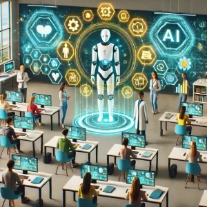 A-futuristic-classroom-or-training-center-scene-featuring-students-of-all-ages-interacting-with-AI-tutors-using-digital-devices.