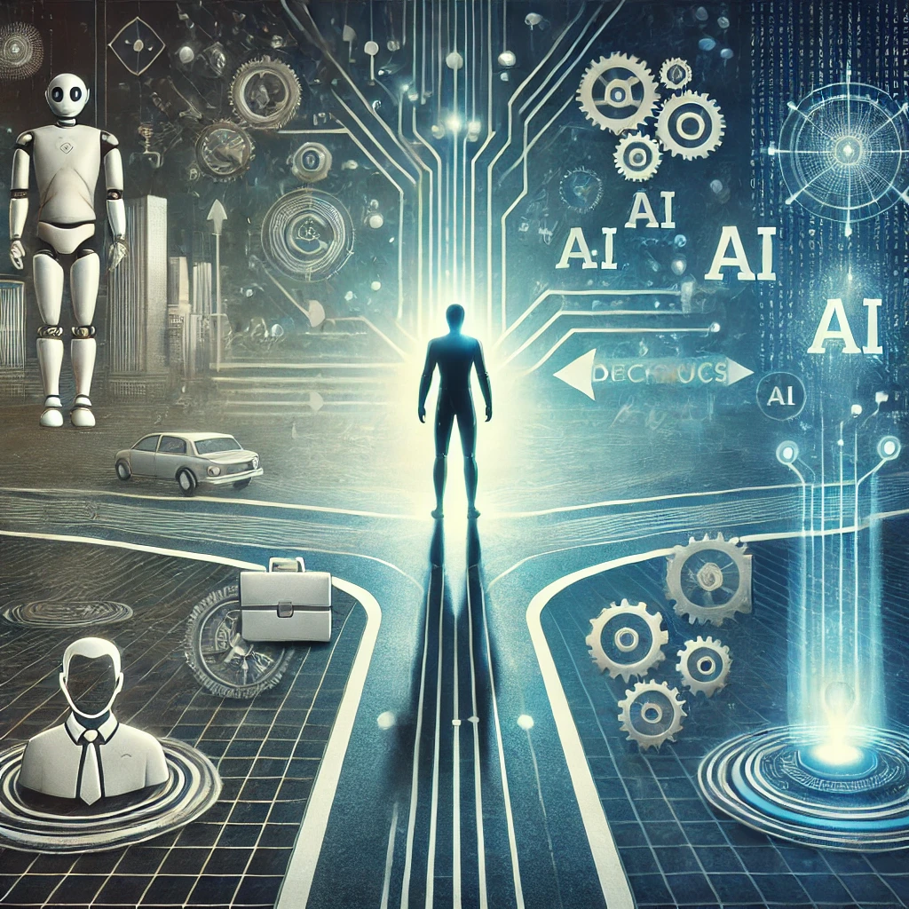 -A-conceptual-scene-showing-a-human-figure-standing-at-a-crossroads-facing-multiple-paths-leading-to-different-AI-technologies.