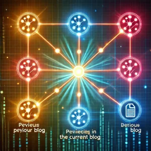 A digital “connect-the-dots” image where glowing nodes represent previous blogs in the series, with lines connecting them to the current blog.