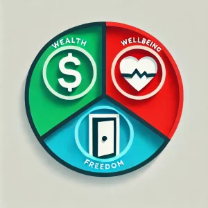 A-clean-and-modern-illustration-of-three-interlocking-circles-each-representing-a-core-theme_-Wealth-Wellbeing-and-Freedom.