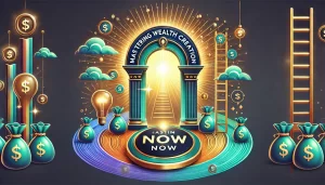 A-motivational-illustration-featuring-a-glowing-gateway-or-archway-labeled-Mastering-Wealth-Creation-surrounded-by-symbols-of-abundance.