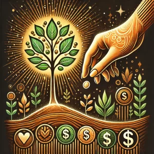 An-organic-and-inspirational-illustration-of-a-glowing-hand-dropping-a-seed-into-fertile-soil.