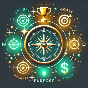 -A-minimalistic-illustration-of-a-compass-surrounded-by-glowing-symbols-representing-desires-and-goals-including-a-target-trophy-and-dollar-sign.