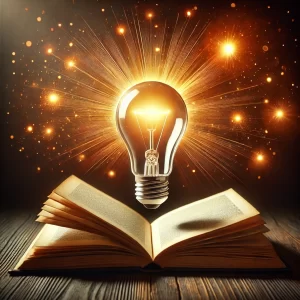 A-glowing-light-bulb-hovering-over-an-open-book-symbolizing-the-power-of-creative-thought.