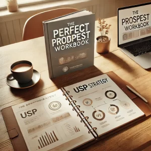 A-visually-appealing-mockup-of-The-Perfect-Prospect-Workbook-displayed-on-a-modern-desk-setup.