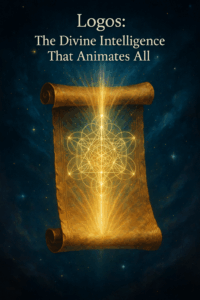 A radiant scroll or ancient book floating in space, with beams of light emerging from its pages, forming sacred geometry or the Tree of Life.