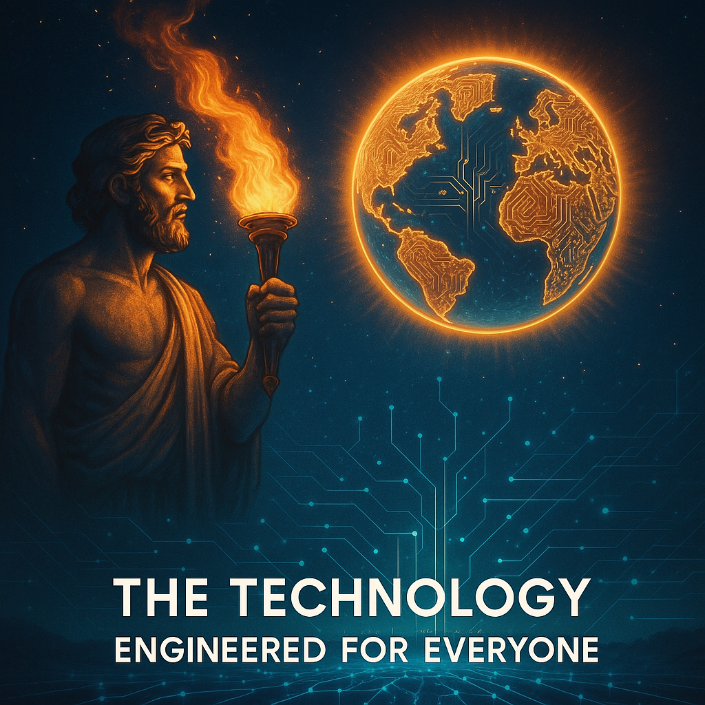 Prometheus holding the torch of illumined business opportunity.