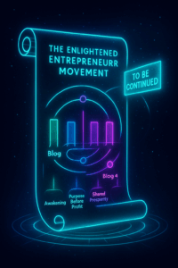 Futuristic glowing timeline showing first four blogs with space for future growth.