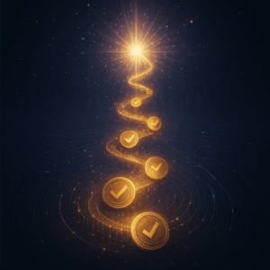 Golden light spiral representing the compounding value of integrity and trust in digital entrepreneurship