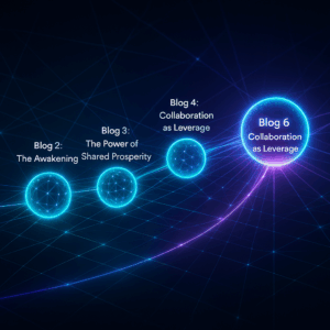 Interconnected glowing spheres representing previous blogs in the Enlightened Entrepreneur series, symbolizing continued growth and learning.